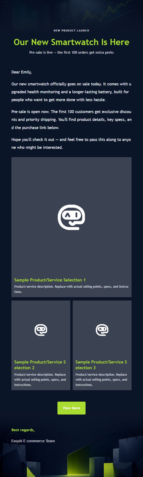 Navy Lime Signal E-commerce Marketing Email