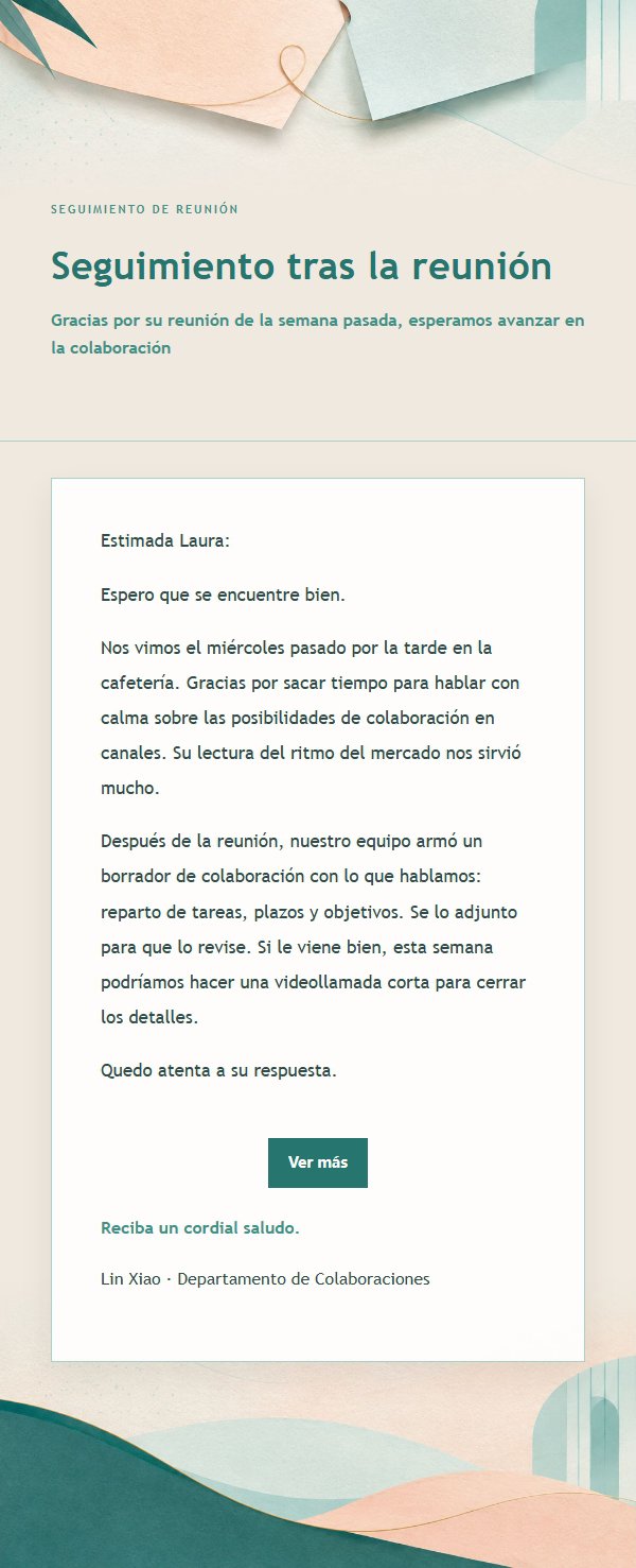 Correo de Seguimiento Colaboración Melocotón y Verde
