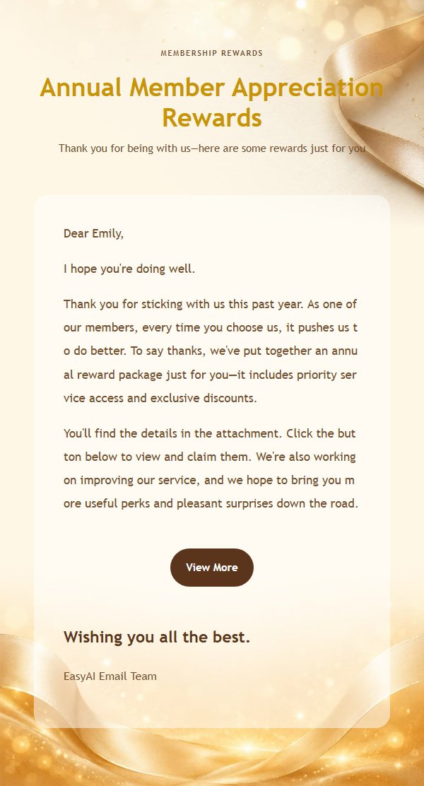 Champagne Gold Anniversary Thank-You Email 2