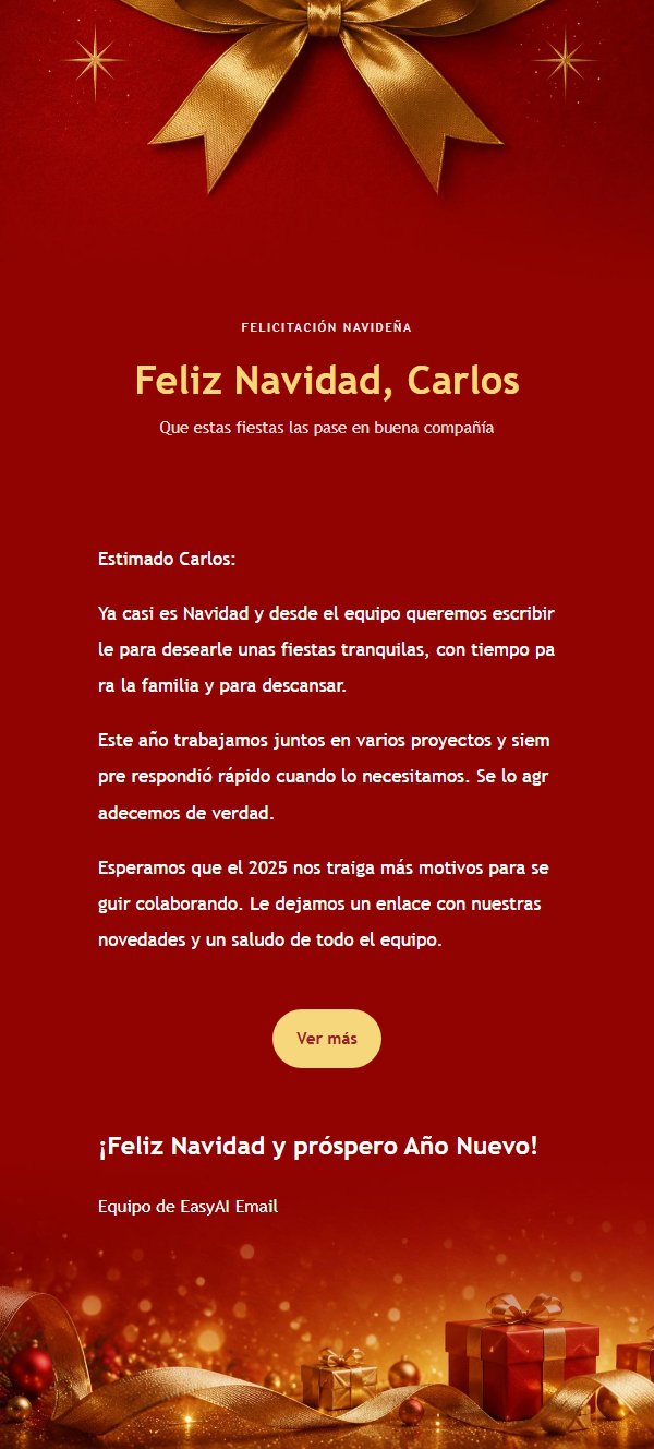 Tarjeta Navideña Roja y Dorada Clásica