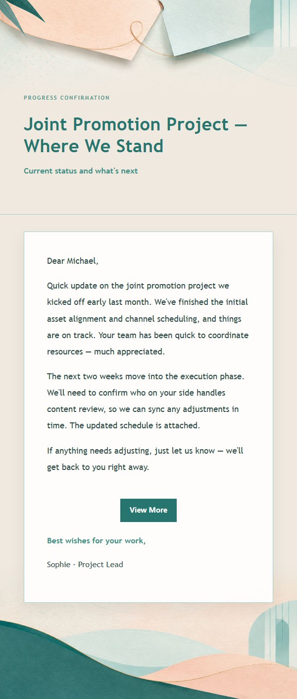 Peach & Teal Partnership Follow-Up Email 2