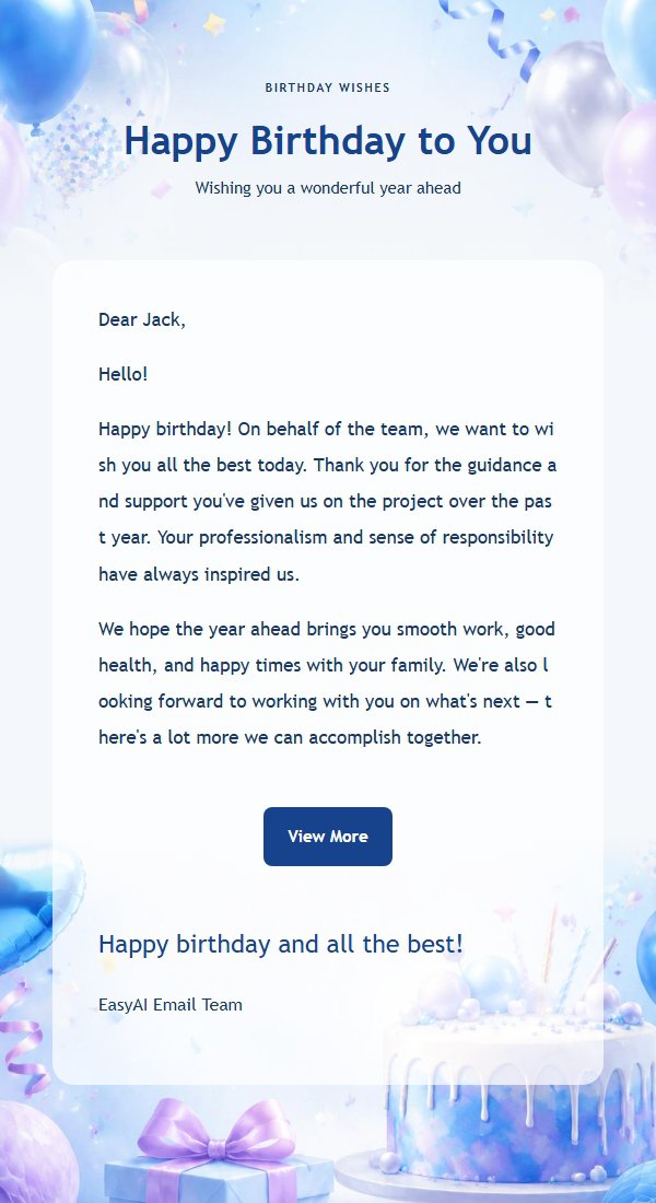 Blue Balloon Birthday Celebration Email