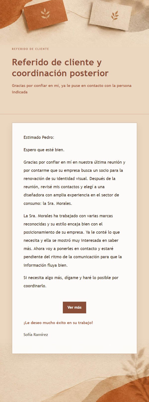 Correo de Recomendación Comercial Terracota Crema 2