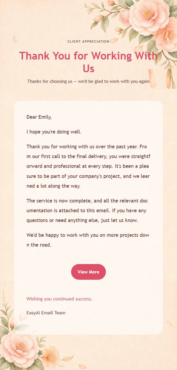 Peach Camellia Floral Thank-You Email