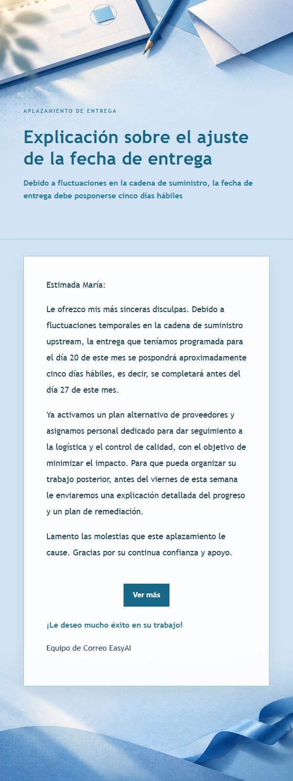 Carta de Disculpa por Aplazamiento en Azul Cobalto 2
