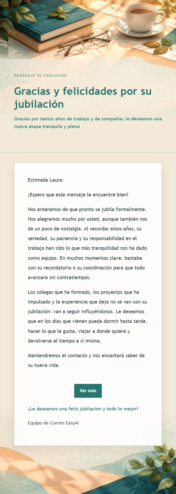 Carta de Despedida Melocotón y Verde