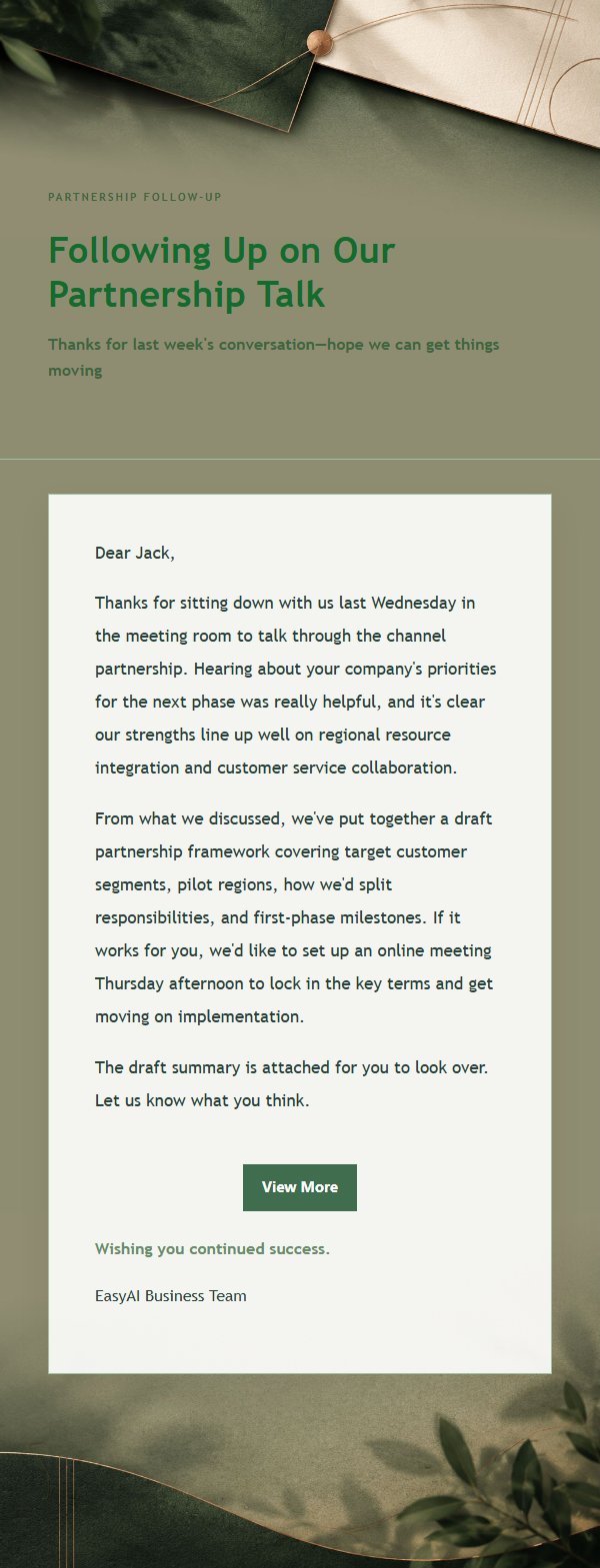 Forest Copper Business Follow-Up Email