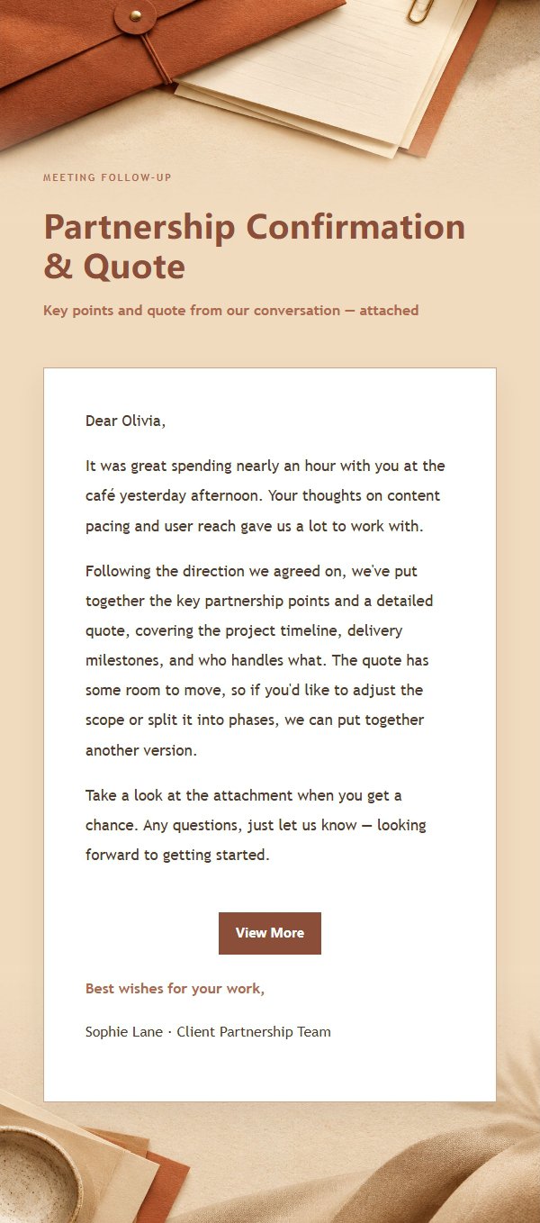Terracotta Cream Proposal & Quote Email 2
