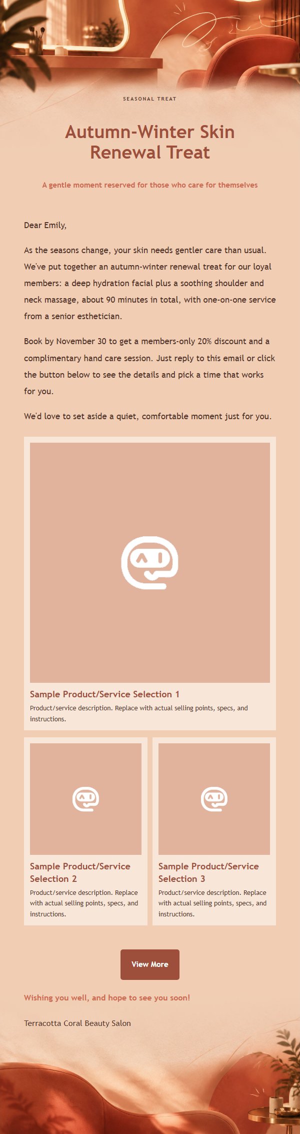 Terracotta Coral Salon Invitation Email