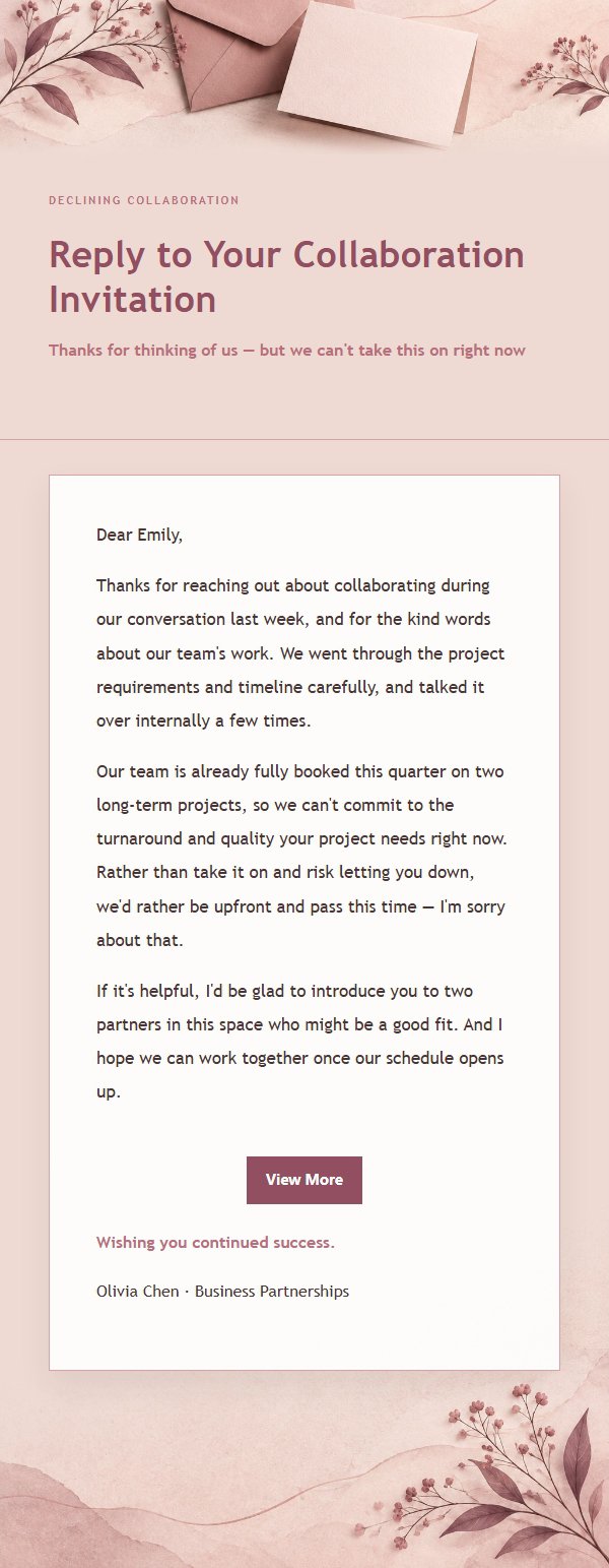 Rose Editorial Polite Decline Email
