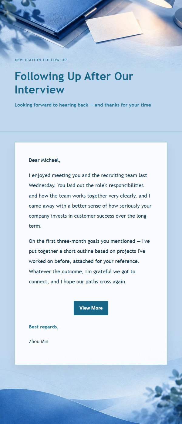 Cobalt Teal Post-Interview Thank-You Email 2