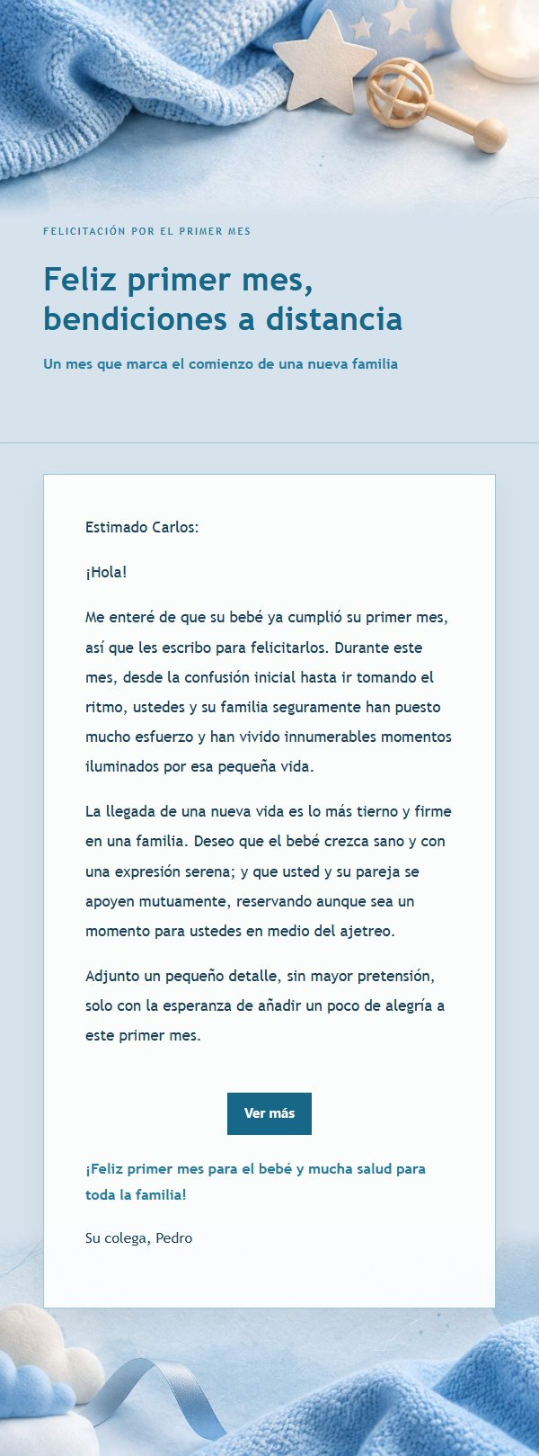 Felicitación por Nacimiento en Azul Cobalto 2