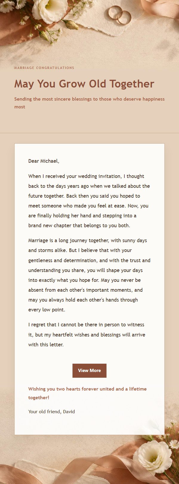 Terracotta Cream Wedding Blessing Letter 2