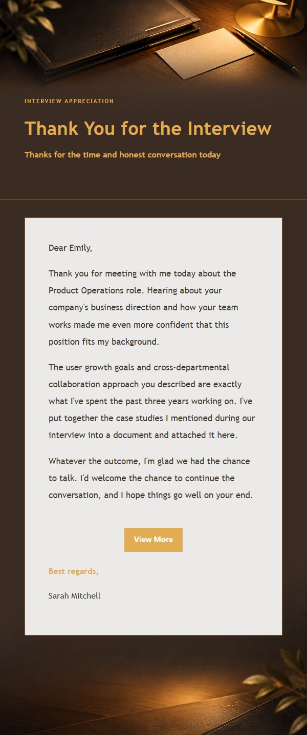 Charcoal Amber Post-Interview Thank-You Email