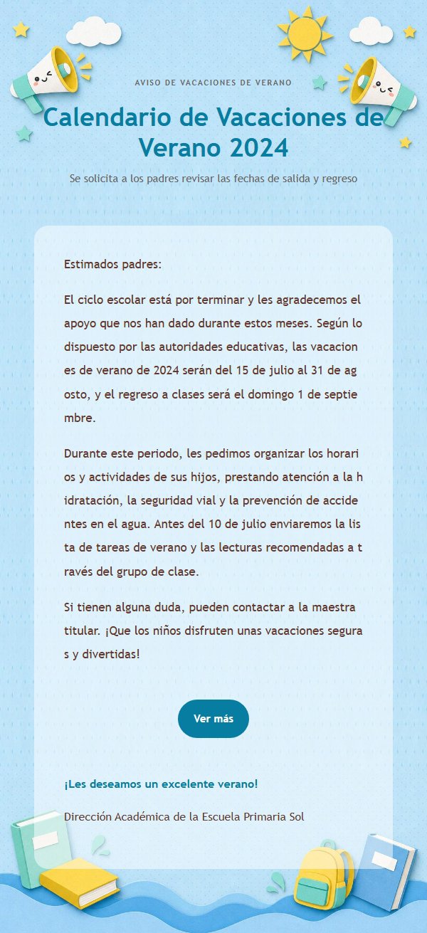 Aviso de Vacaciones Infantil Azul y Amarillo