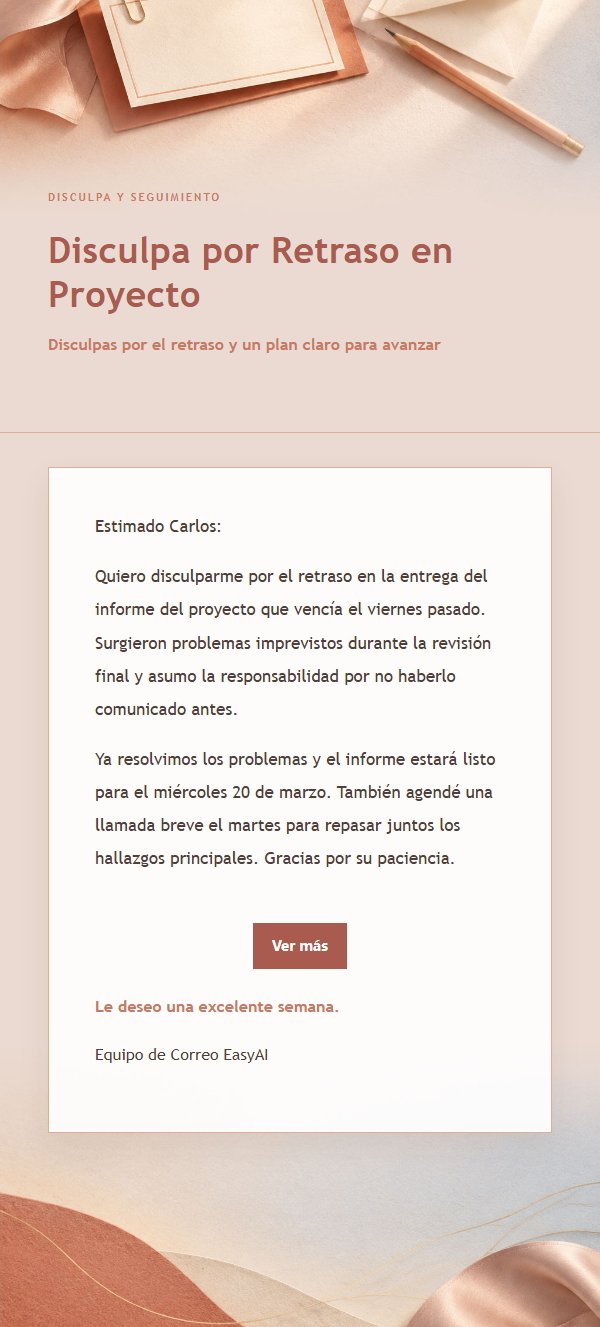 Correo de Reprogramación y Disculpa Coral 2