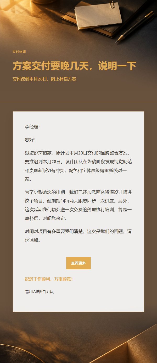 炭黑琥珀延期致歉邮件 2