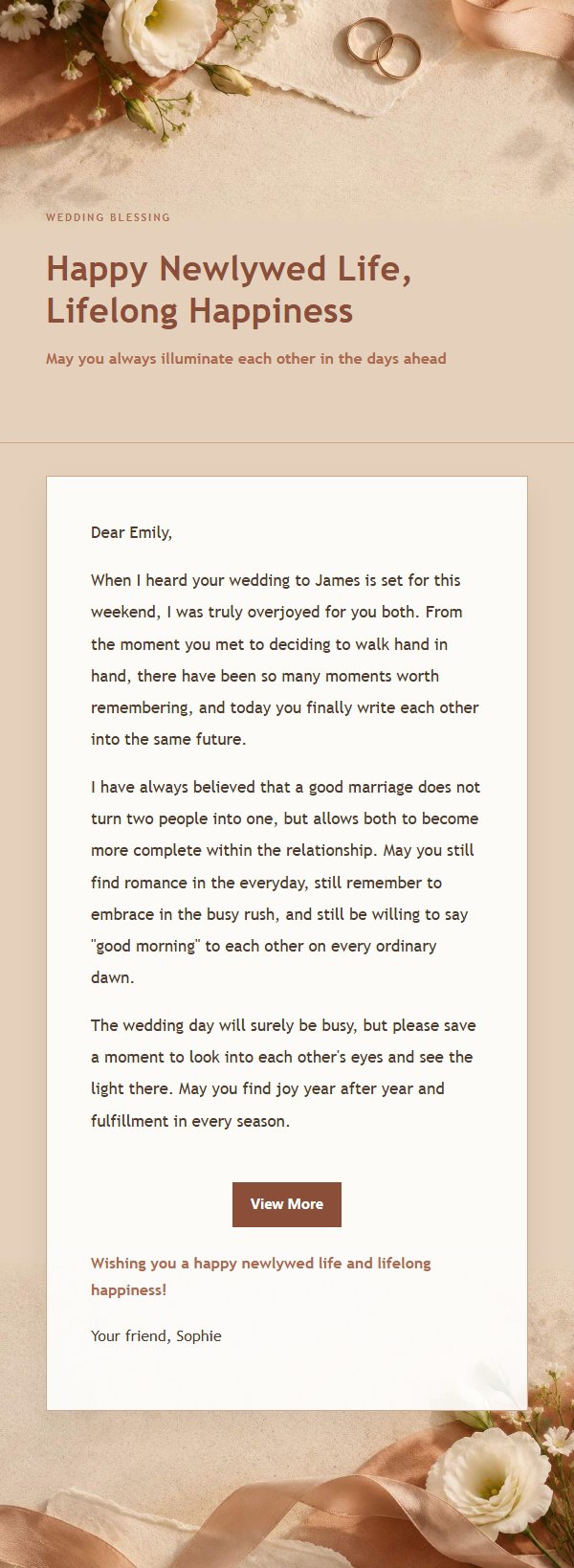 Terracotta Cream Wedding Blessing Letter