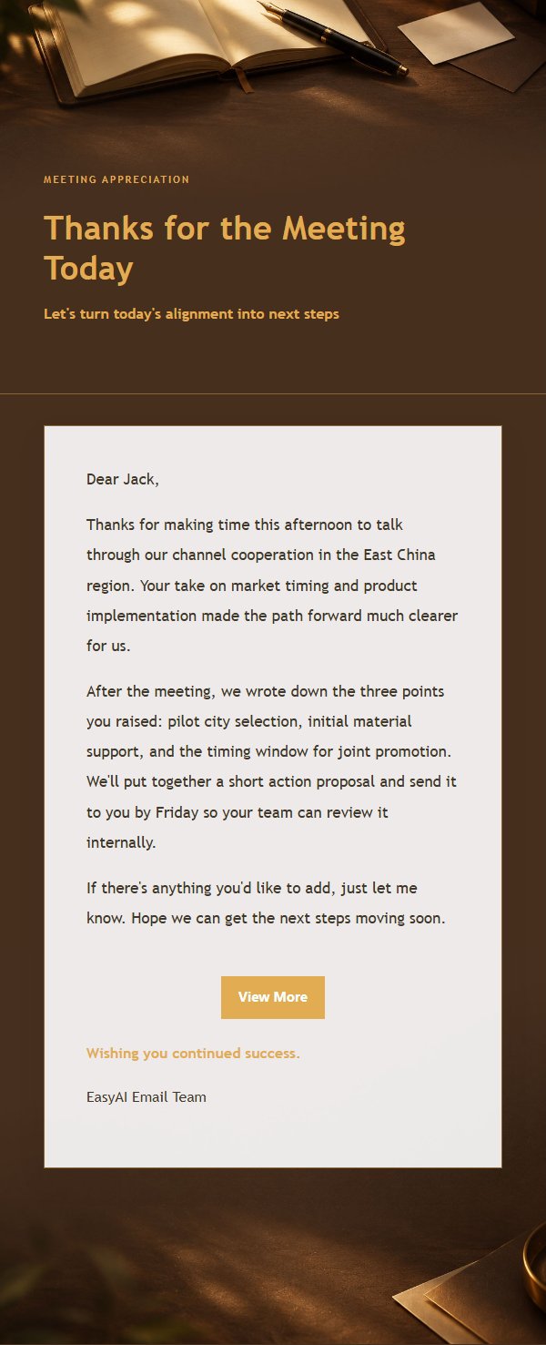 Charcoal Amber Post-Meeting Thank-You Email