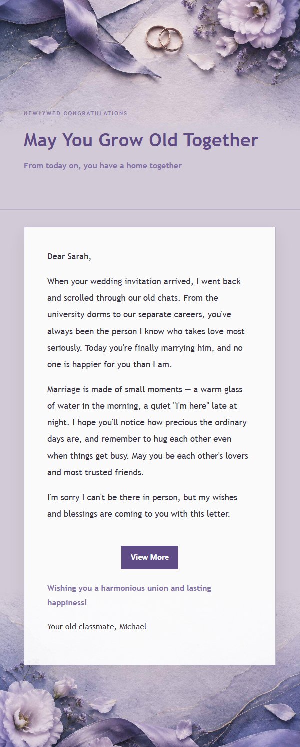 Lilac Ink Wedding Blessing Letter 2