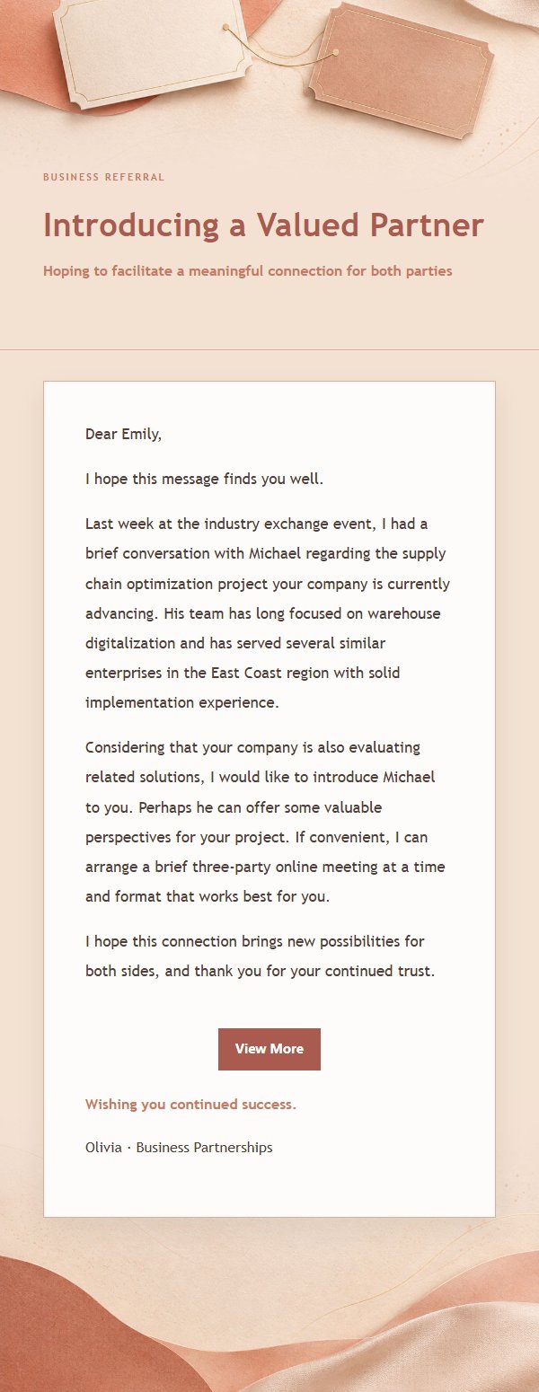 Coral Champagne Business Referral Email