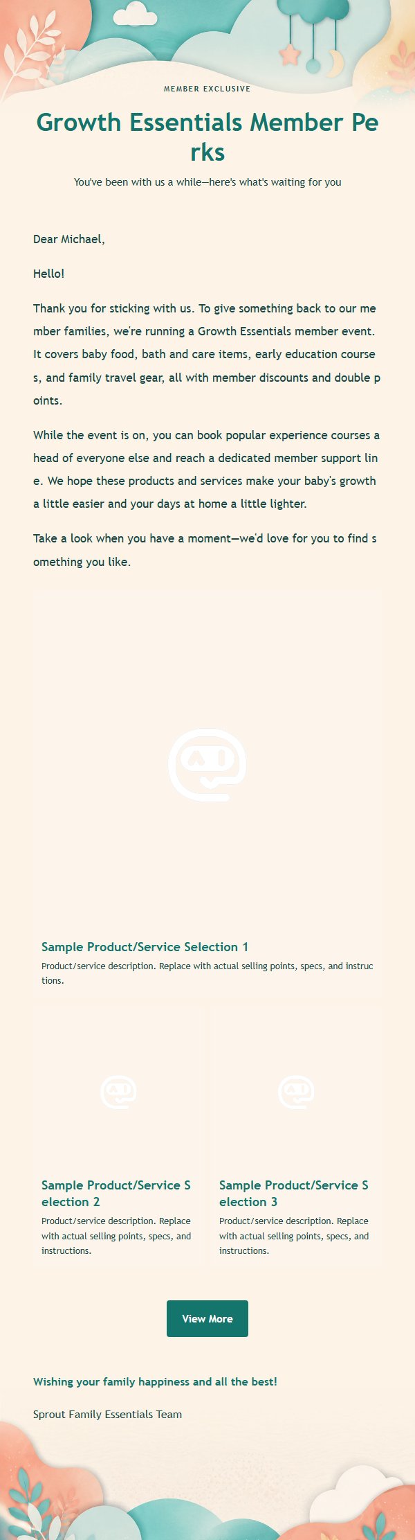 Teal & Coral Family Essentials Promo Email 2