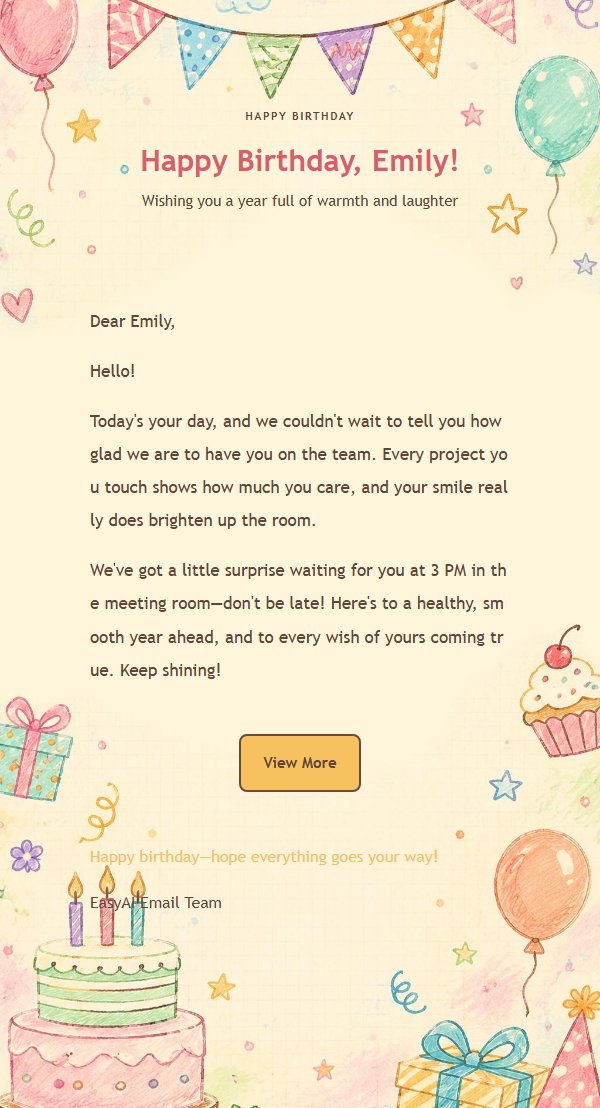Hand-Drawn Bunting Birthday Card Email