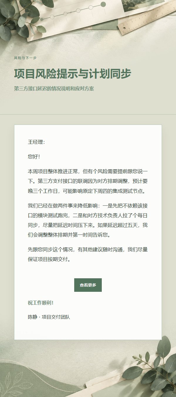 鼠尾草象牙项目阶段汇报邮件 2