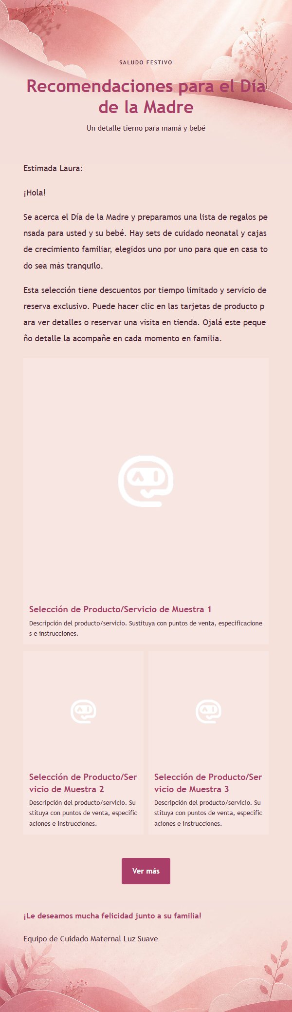 Correo de Marketing Maternal Rosa y Baya