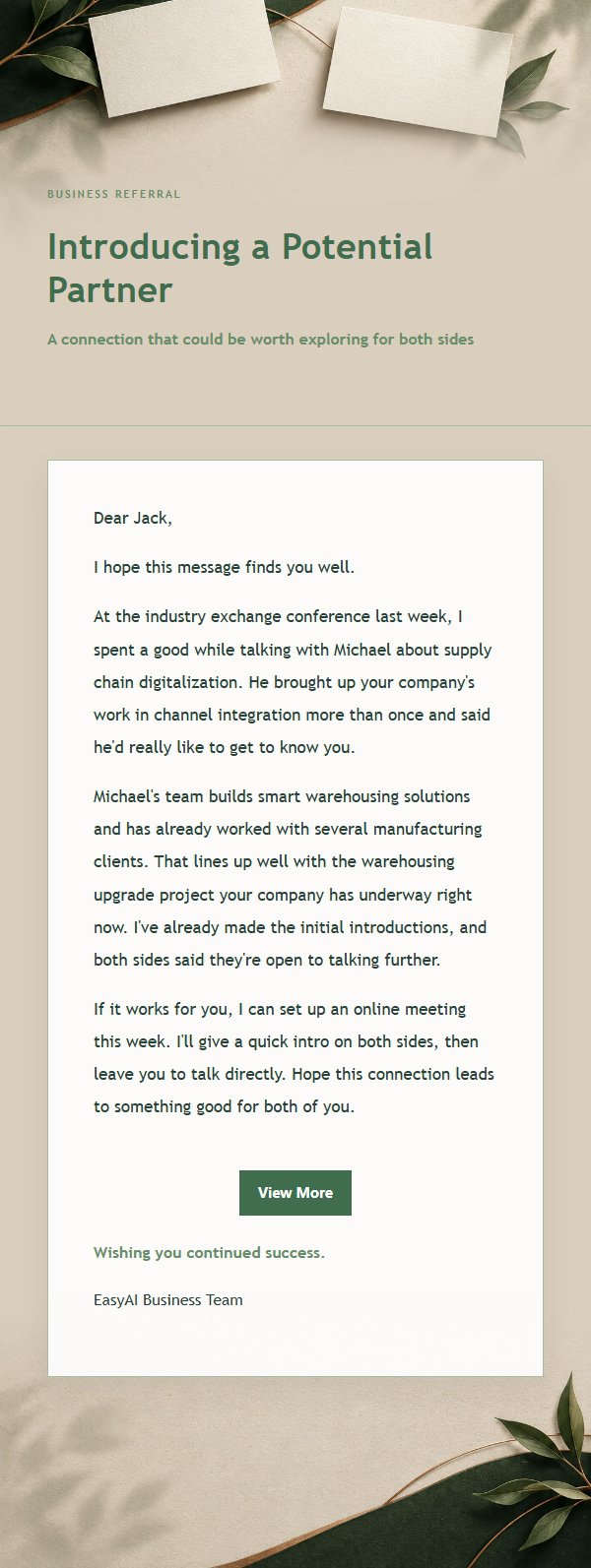 Forest Copper Business Referral Email