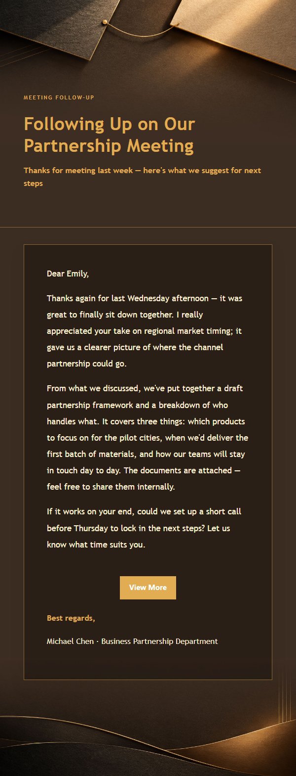 Charcoal Amber Business Follow-Up Email