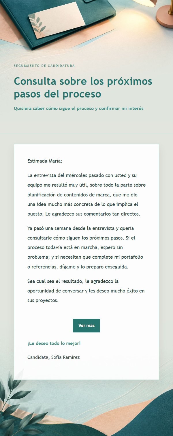 Carta de Agradecimiento Post-Entrevista Melocotón y Verde 2