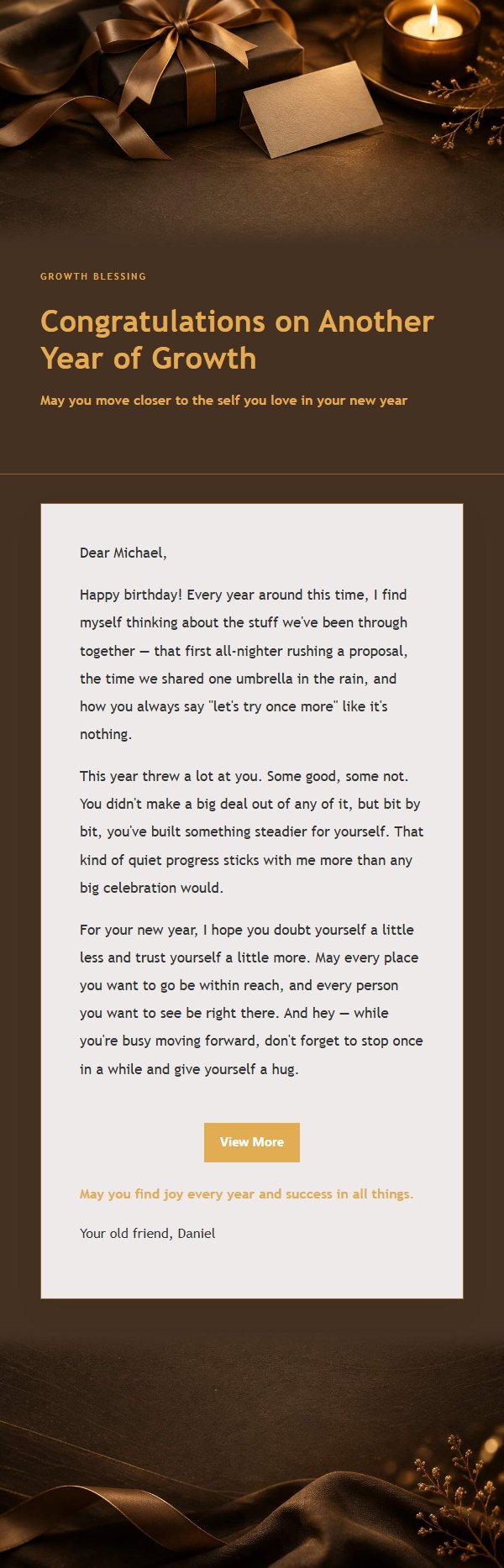 Charcoal Amber Birthday Wish Letter 2