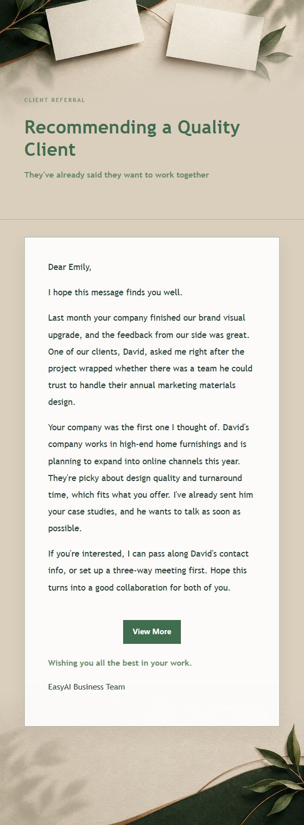 Forest Copper Business Referral Email 2