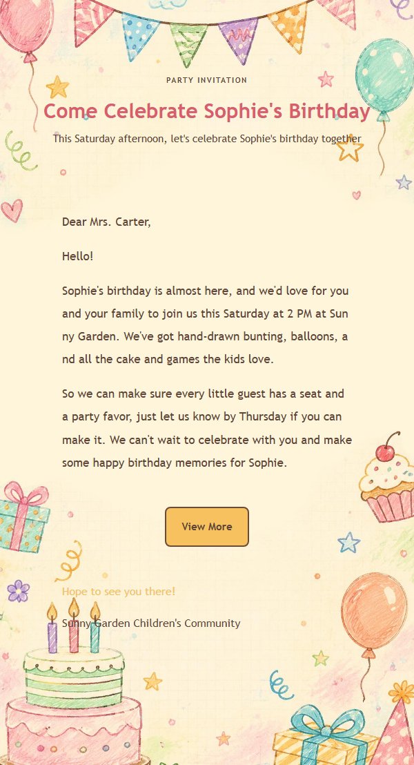 Hand-Drawn Bunting Birthday Card Email 2