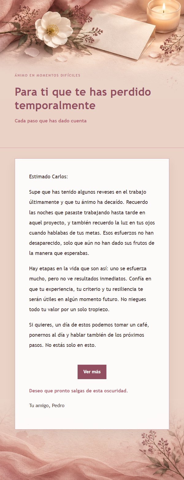 Carta de Condolencia y Acompañamiento Estilo Editorial Rosa 2