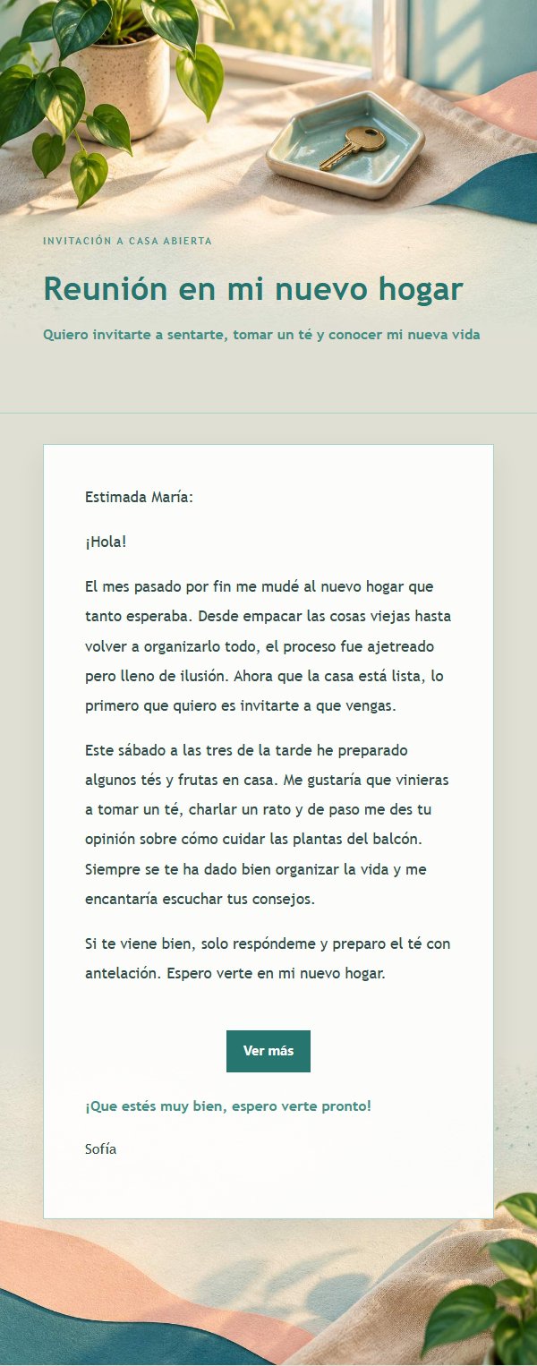 Felicitación de Mudanza Melocotón y Verde 2