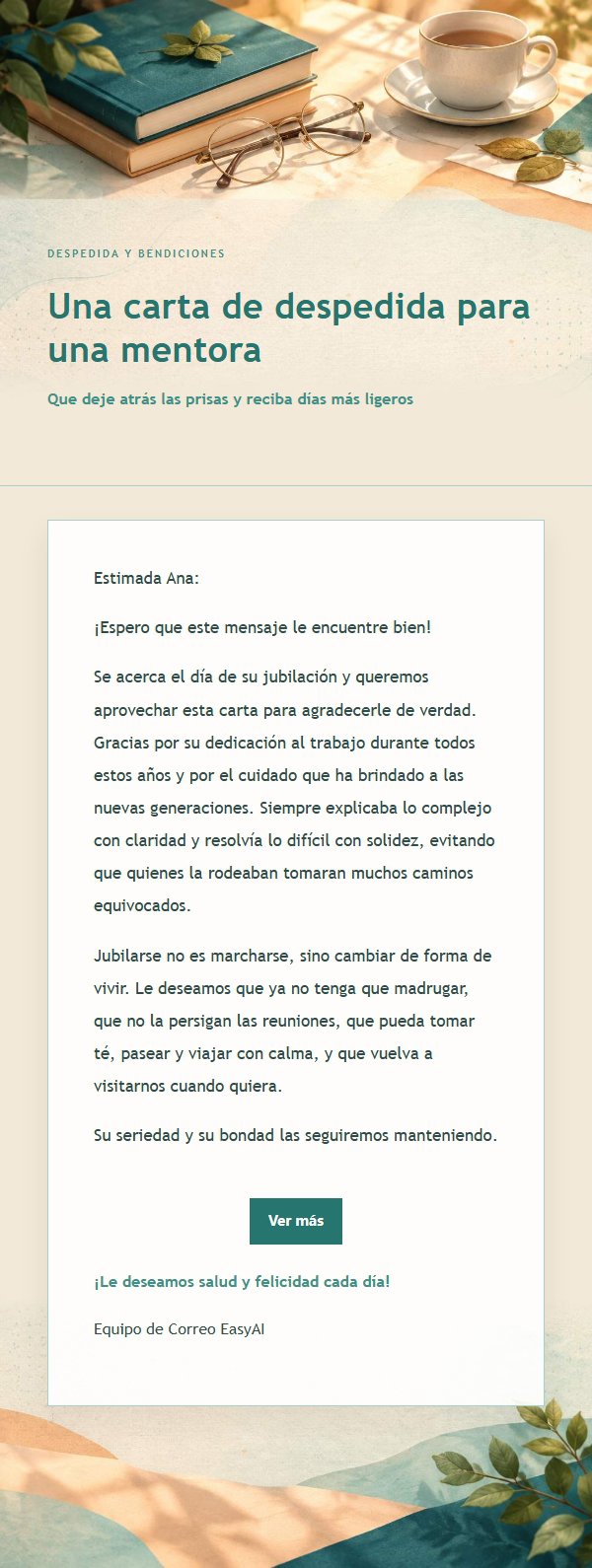 Carta de Despedida Melocotón y Verde 2