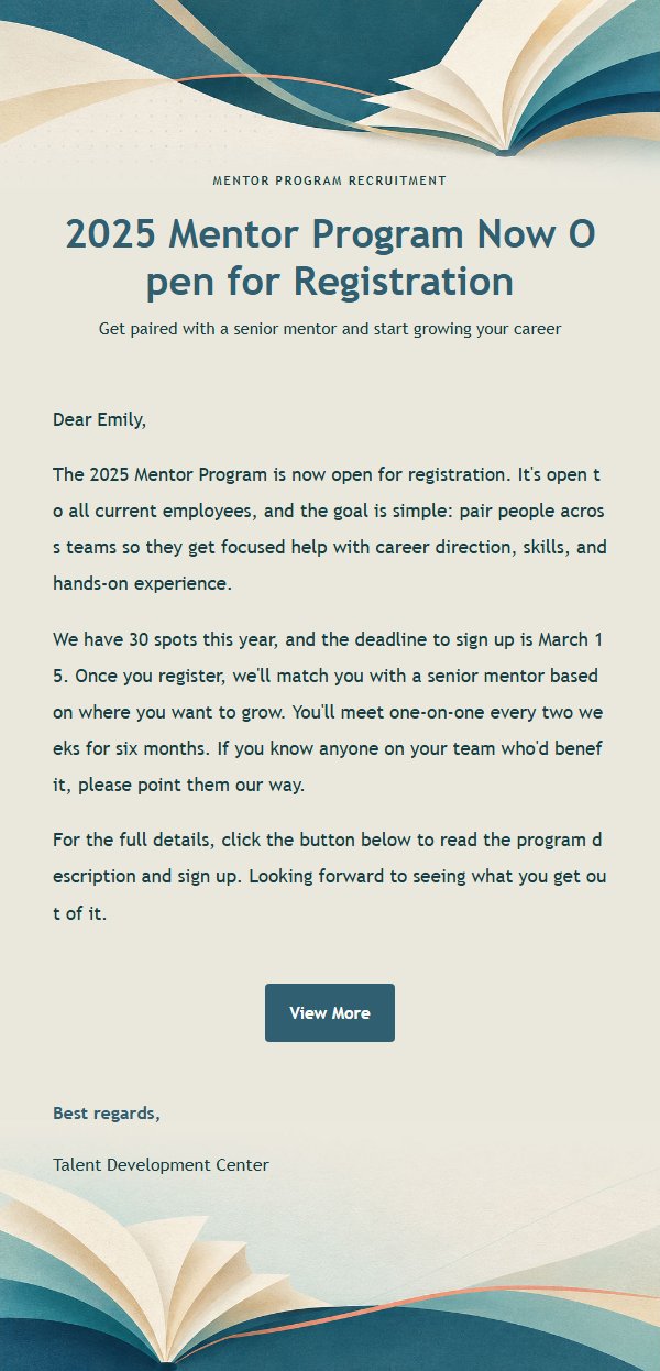 Teal Mentor Program Recruitment Notice
