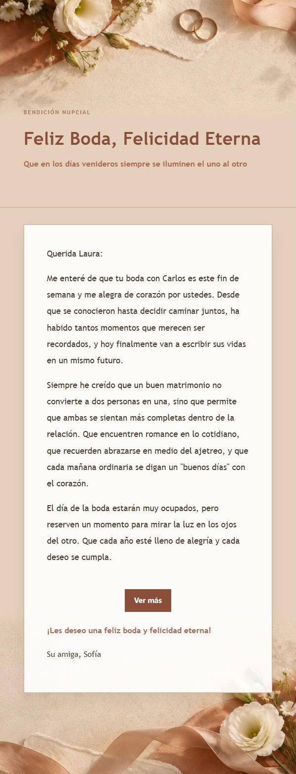 Carta de Bendición Nupcial Terracota y Crema