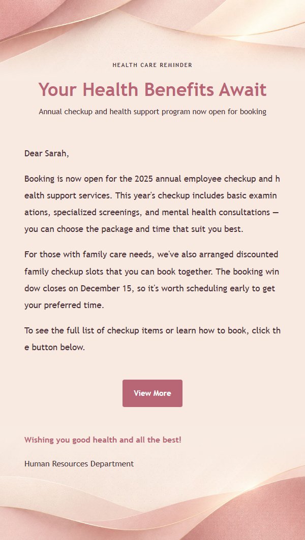 Rose Cream Employee Benefits Enrollment Notice 2