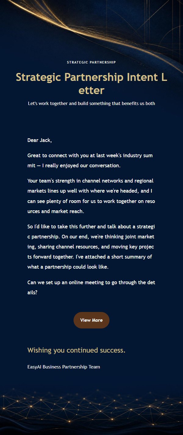 Navy & Gold Business Partnership Letter