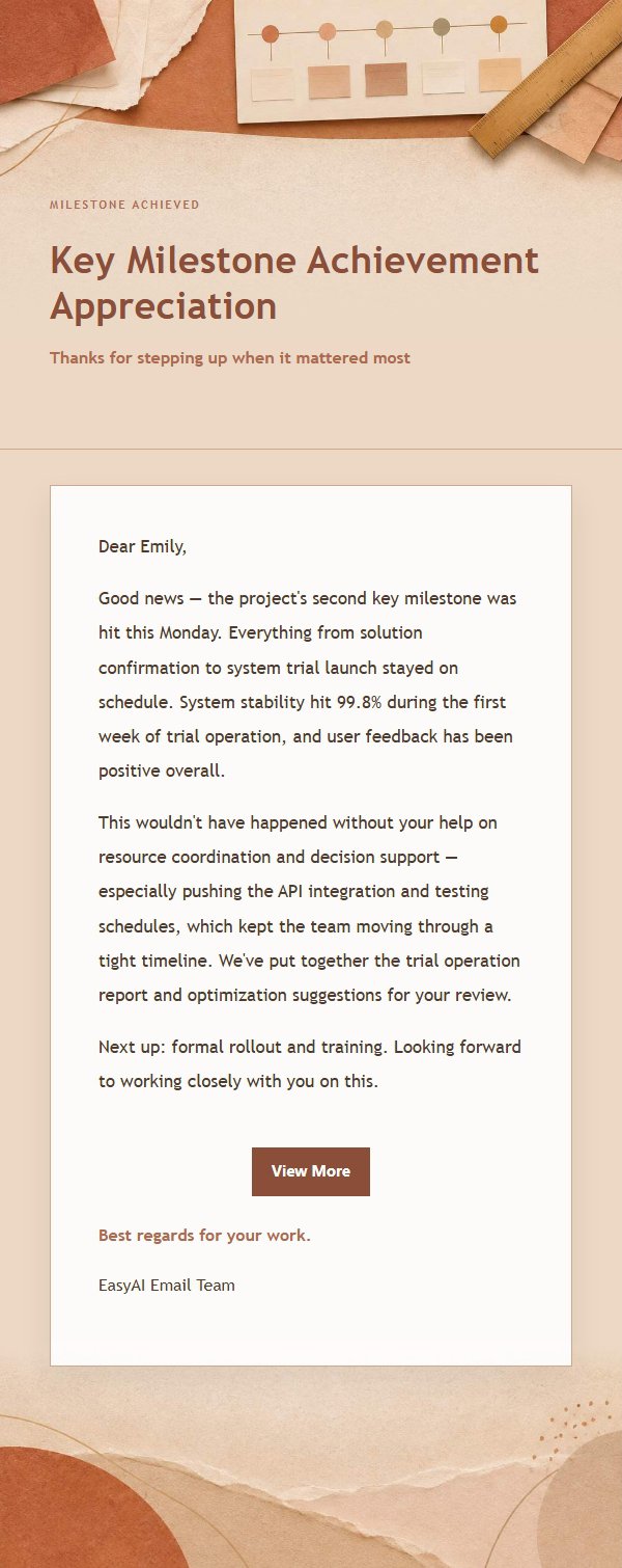 Terracotta Cream Project Status Update Email 2