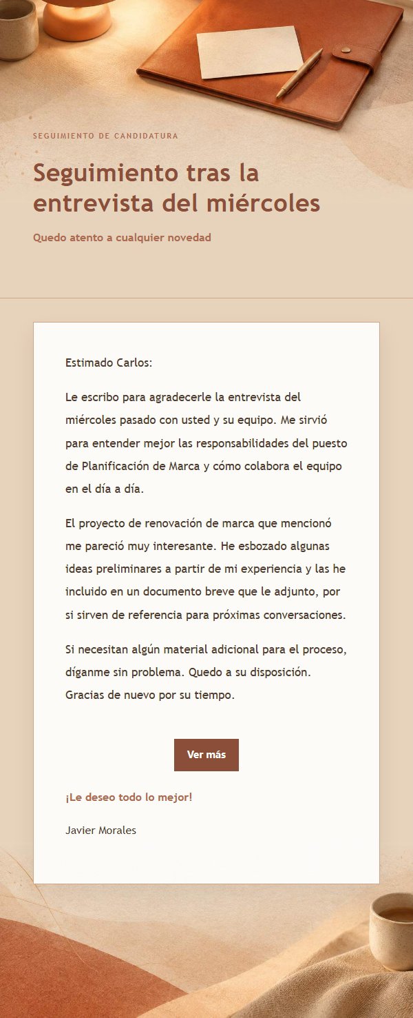 Carta de Agradecimiento Post-Entrevista Estilo Terracota 2