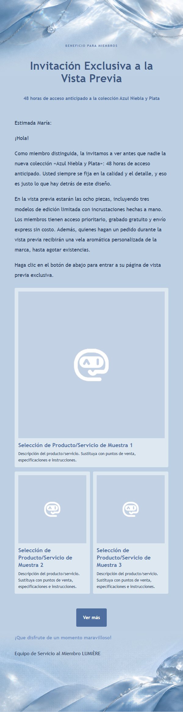 Carta de Joyería Azul Niebla y Plata 2