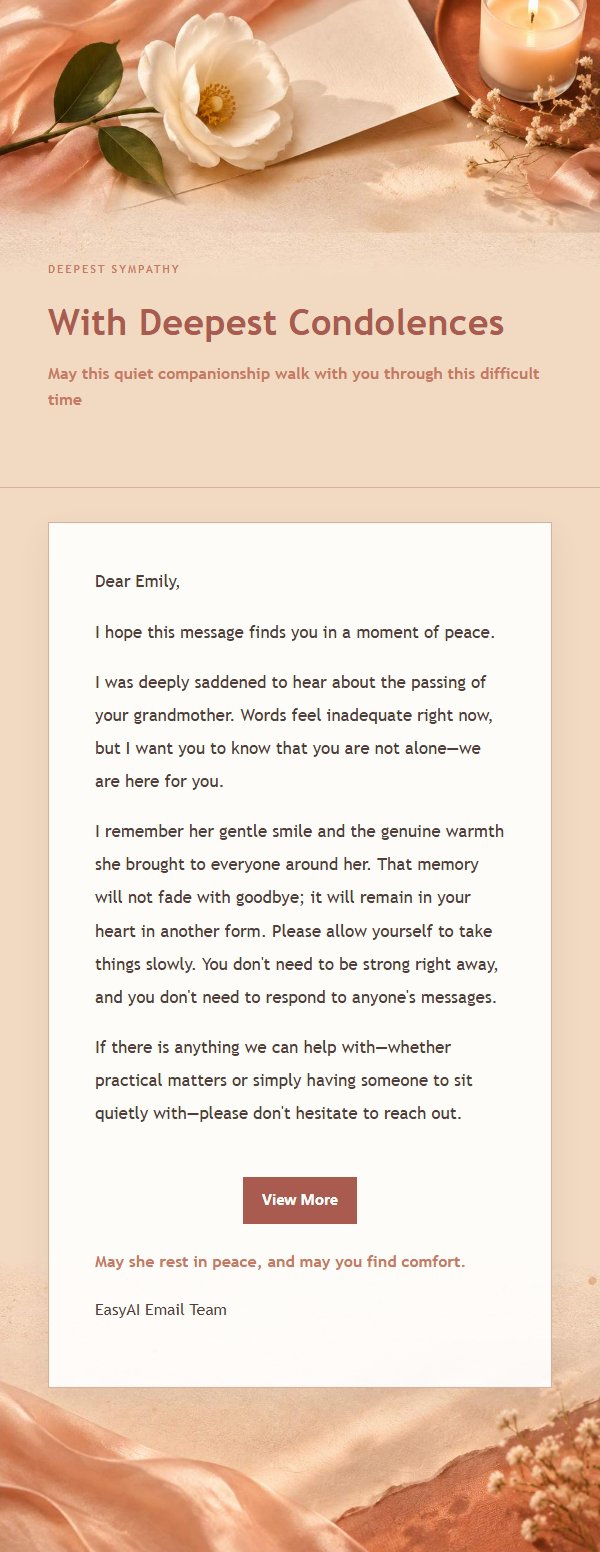 Coral Champagne Condolence & Companionship Email