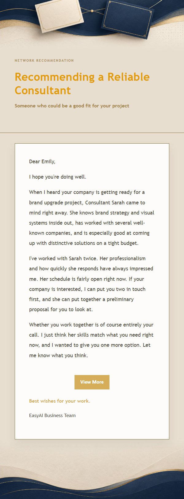 Navy & Gold Business Referral Email 2