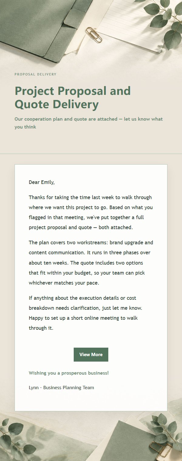 Sage & Ivory Proposal & Quote Email