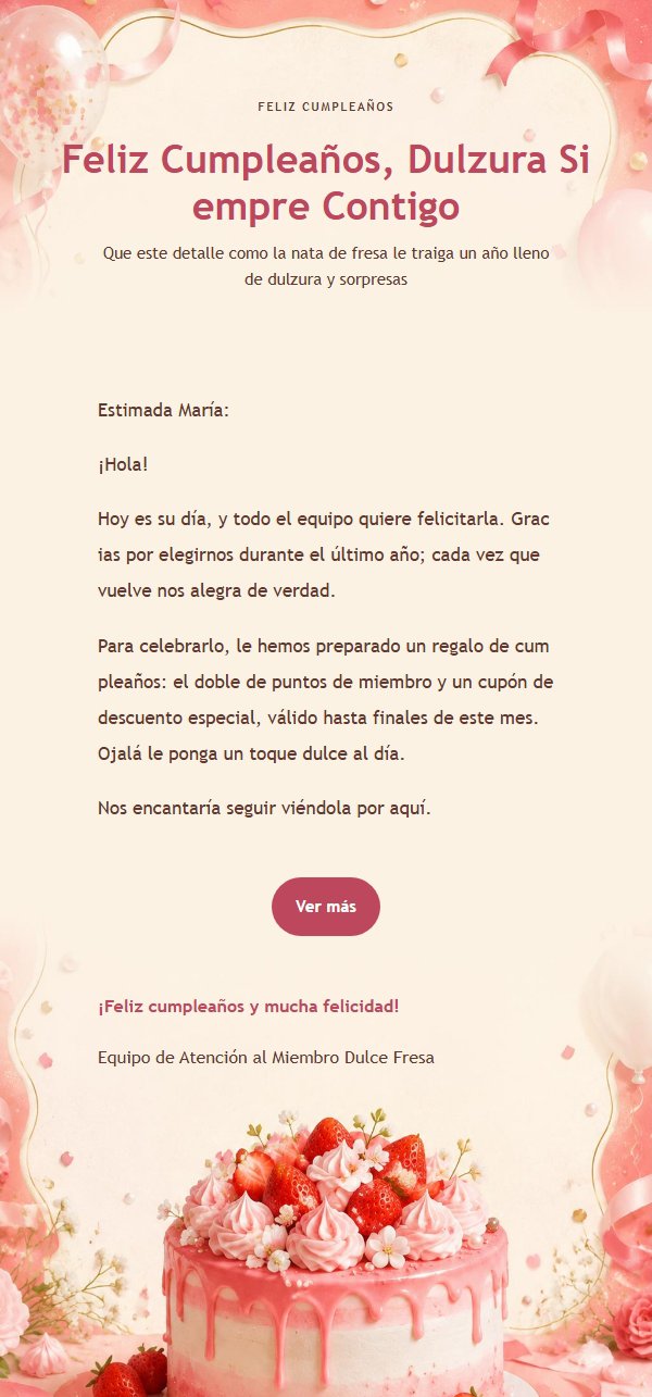 Tarjeta de Cumpleaños Dulce Fresa