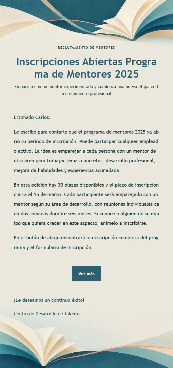 Aviso de Reclutamiento Programa de Mentores Verde Azulado